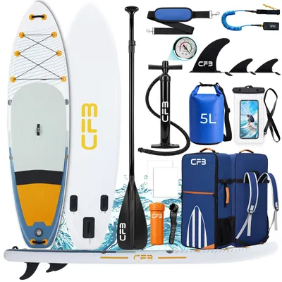 Produktbild von Stand Up Paddle Board 335, Bis zu 200kg, SUP Board mit Paddel mit 86 cm Standfläche, Pumpe, Rucksack, aufblasbares iSUP Set für Anfänger & Familien