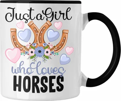 Produktbild von Trendation - Pferde Reiterin Tasse Geschenk für Mädchen Reiten (Schwarz)