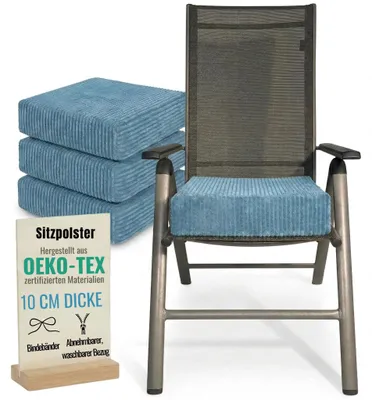 Obrázok produktu pre Vankúše24 - 4x vankúš na sedenie 40x40 cm 10 cm hrubý z manšestru | penový vankúš na stoličku s prateľným poťahom | pre seniorov a deti | vankúš na stoličku, vankúš na podlahu