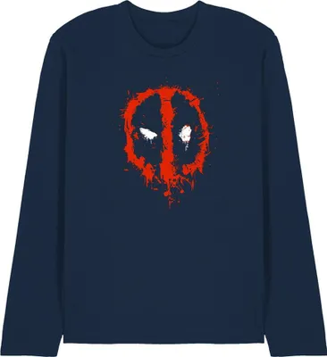 Produktbild von Deadpool - T-Shirt für Herren/Damen Uni, Logo, Langärmlig TV28596 (S) (Marine)