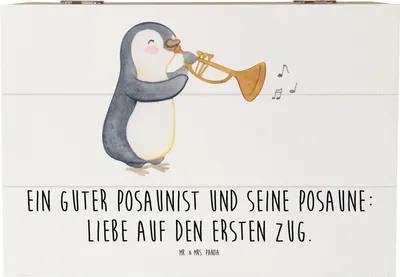 Produktbild von Mr. & Mrs. Panda Box Posaune Liebe 22 x 15 cm - Weiß - Geschenk, Instrument, Musikerwitz, Lernen, Musiker, Schatzkiste, Musikerspruch, Holzbox, Geschenkbox, Musik