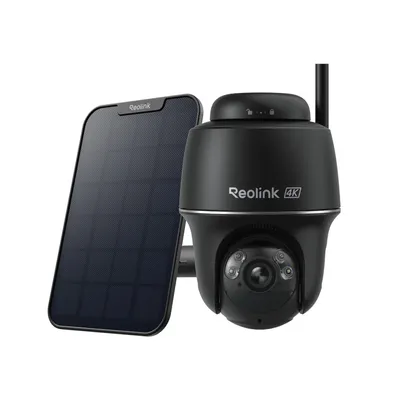 Image de Caméra de surveillance extérieure Reolink Argus PT Ultra + panneau solaire, 4K 8MP, alimentée par batterie, Wi-Fi 2,4/5GHz, suivi automatique, vision nocturne en couleur, détection intelligente, noire