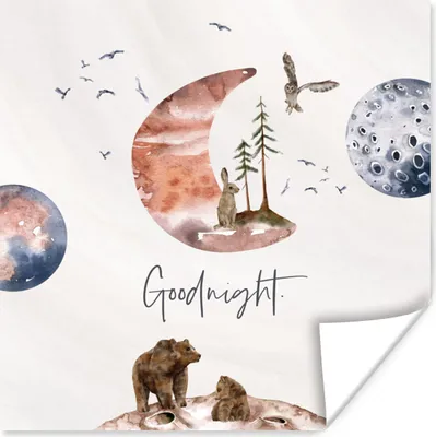 Produktbild von MuchoWow® Poster Zitate - Gute Nacht - Sprichwörter - Kinder - Jungen - Mädchen - Kind 75x75 cm - Wand Dekoration