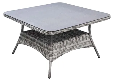 Produktbild von Gartentisch Dublin 115 x 115 cm | Aschgrau | Rattan & Keramik
