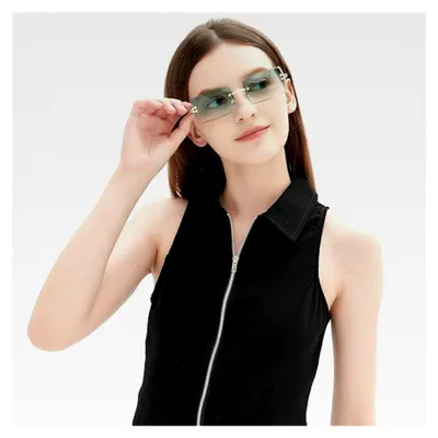 Produktbild von Randlose rechteckige Sonnenbrille für Damen und Herren mit UV400 Schutz