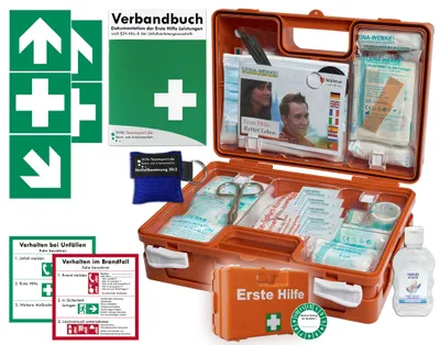 Produktbild von Erste-Hilfe-Koffer M1 -Paket 1- mit "Notfallbeatmungshilfe" für Betriebe - aktuelle DIN/EN 13157 inkl. Hygiene-Gel & 1. Hilfe Aufkleber