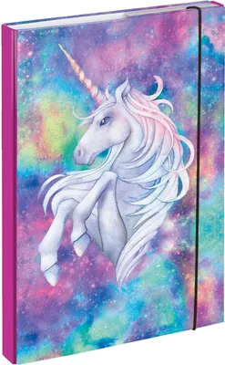 Produktbild von Baagl Heftbox für Schulranzen A4 - Sammelmappe für Kinder mit Gummiband und Innenklappen - Heftmappe, Sammelbox mit Gummizug für Mädchen (Unicorn)