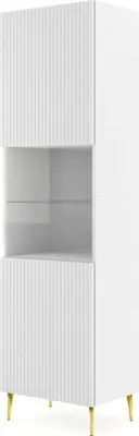 Productafbeelding van FURNLUX Vitrine Ravenna B, wit en goud, 60 cm / Hoofdkleur: wit / Afmetingen: 60 x 215 x 42 cm