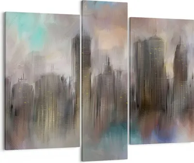 Produktbild von Bild auf Leinwand - Leinwandbild - Stadt Abstraktion - 95x80cm - Wand Bild - Wanddeko - Wandbilder - Leinwanddruck - Bilder - Kunstdruck - Wanddekoration - Leinwand bilder - Wandkunst - CB95x80-3675