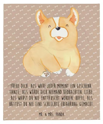 Produktbild von Mr. & Mrs. Panda Tagesdecke Corgie - Hundeglück - Geschenk, Hund, Sofaüberwurf, Motivation, Lebensfroh, Plaid, Corgi, Decke, Sprüche, Kuscheldecke, Bettdecke
