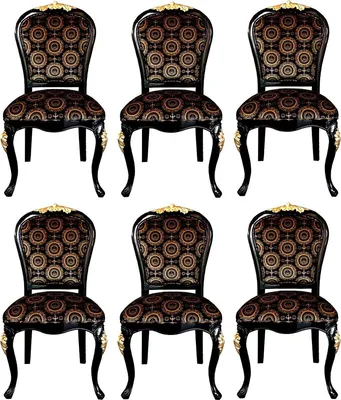 Produktbild von Pompöös by Casa Padrino Luxus Barock Esszimmerstühle mit Krone Schwarz / Gold - Pompööse Barock Stühle designed by Harald Glööckler - 6 Esszimmerstühle - Barock Esszimmermöbel