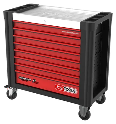 Image de KS TOOLS PERFORMANCEplus P25 NOIR/ROUGE Servante d'atelier avec 8 tiroirs - 873.3008
