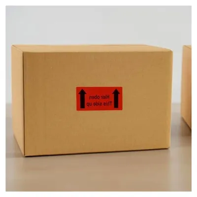 Produktbild von Warnetiketten 100 x 50 mm - Paketaufkleber Hier oben - 1.000 selbstklebende Versandetiketten auf einer Rolle