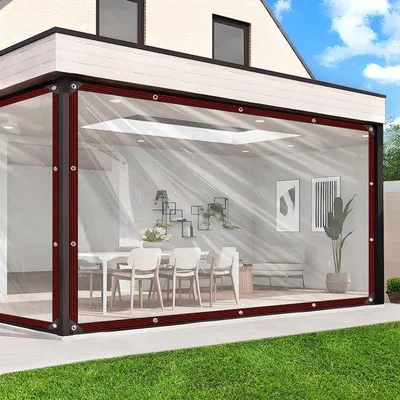 Obrázok produktu pre Unyqoos® Priehľadná, vodeodolná ochranná plachta 2x3 m s okami | Ochrana pre terasu, balkón, kryté parkovisko a skleník