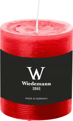 Produktbild von Wiedemann Marble Rustik Kerzen, Stumpenkerzen, Weihnachtsrot (Rubin Rot) 80 x Ø 68 mm