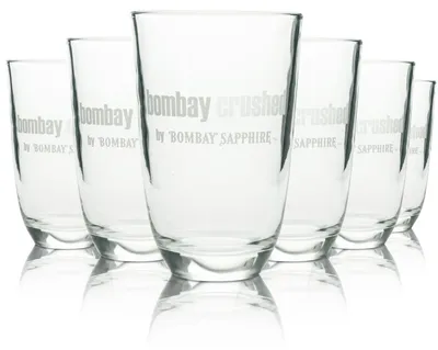 Produktbild von 6x Bombay Glas 0,42l Sapphire Gin Tonic Tumbler Becher Gläser Crushed Edition