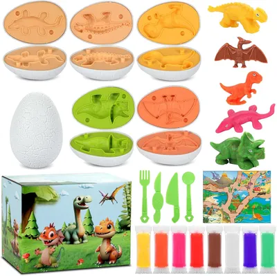 Imagen del producto de Juego de plastilina para modelar, de 18 piezas, con temática de dinosaurios, que incluye accesorios y herramientas, ideal para niños
