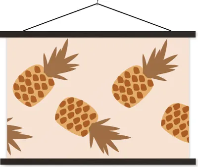 Produktbild von MuchoWow® Textilposter Sommer - Ananas - Pastell 150x100 cm mit schwarzem Rahmen - Schlafzimmer