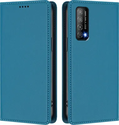 Produktbild von Handyhülle für Huawei Y7A/P Smart 2021, Kunstleder Klapphülle Stoßfeste Magnetische Hülle mit Ständer Blau