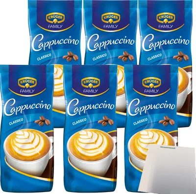 Produktbild von Krüger Family Cappuccino Classico 6er Pack (6x 500g Beutel) + usy Block