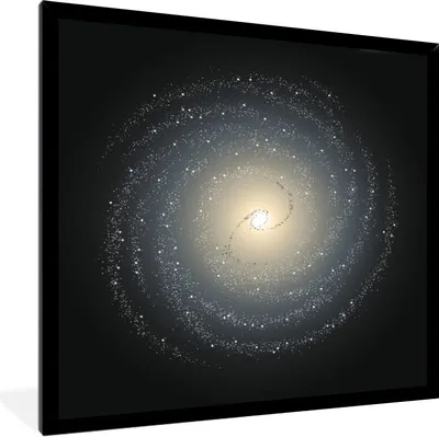 Produktbild von MuchoWow® Gerahmtes Poster Eine schwarz-gelbe Illustration der Milchstraße 40x40 cm - Poster mit Schwarzem Bilderrahmen Wandposter Rahmen Foto Bilder - Mit Rahmen - Wanddekoration Schlafzimmer