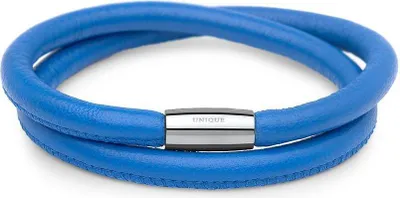 Produktbild von Zweireihiges Lederarmband für Charms royal blau