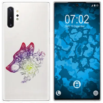 Produktbild von PhoneNatic Case kompatibel mit Samsung Galaxy Note 10+ Silikon-Hülle Floral Wolf M3-5