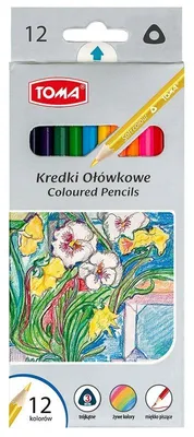 Produktbild von Kredki ołówkowe trójkątne 12 kolorów TOMA