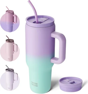 Image de tasse à café en acier inoxydable 40oz avec poignée et paille, sans BPA