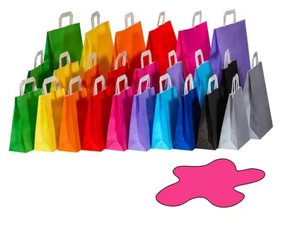 Produktbild von 50x Papiertragetaschen Papiertaschen Flachhenkel 18x8x22cm pink 70gr.