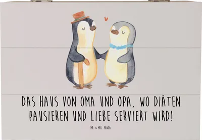 Produktbild von Mr. & Mrs. Panda Truhe Großelternliebe 22 x 15 cm - Grau Pastell - Geschenk, Erinnerungskiste, fotokiste, handgemacht, Enkelkinder, persönliche Erinnerungen, Schatzkiste