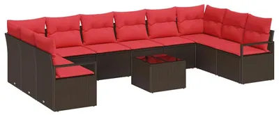 Obrázek produktu pro vidaXL Sada pohovek, 11 kusů, hnědá [syntetický materiál]: Polyratan