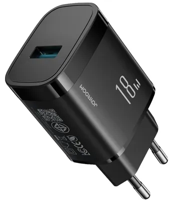 Produktbild von Joyroom JR-TF4 Ladegerät 18W USB-A Netzteil Schnellladegerät PD QC 3.0 Handy Ladegerät schwarz für iPhone & Samsung Smartphone Ladeadapter