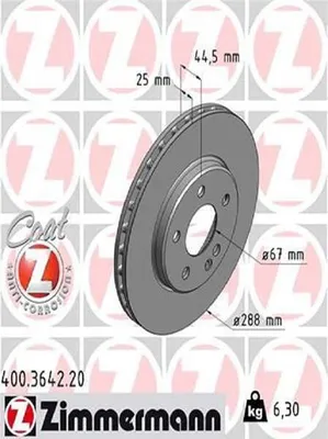 Produktbild von 2x ZIMMERMANN Bremsscheibe 400.3642.20 passend für MERCEDES-BENZ A-Klasse (W169)