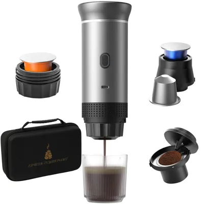Tragbare Espressomaschine, 15 bar, USB-wiederaufladbar, Kapseln & Pulver