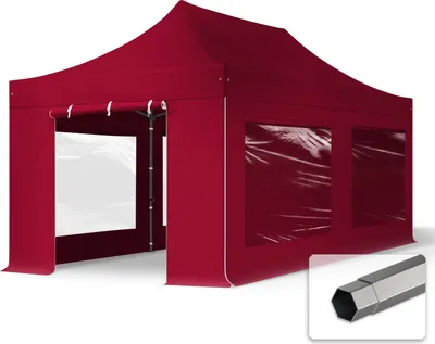 Produktbild von TOOLPORT 3x6m Stahl Faltpavillon, inkl. 4 Seitenteile, rot