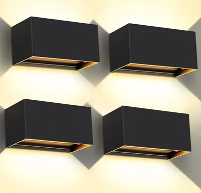 Produktbild von 4 Stücke LED Wandleuchte Außen/Innen 20Watt Wandlampen Aussen Verstellbar Abstrahlwinkel Außenwandleuchte LED Außenlampe 3000K Warmweiß Wandleuchten Schwarz IP65