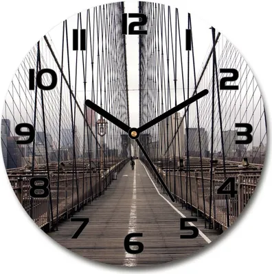 Produktbild von Wanduhr aus Glas 30fi Glasbild Glasuhr Gehärtetes Glas - schwarze-zeiger - Brooklyn Bridge