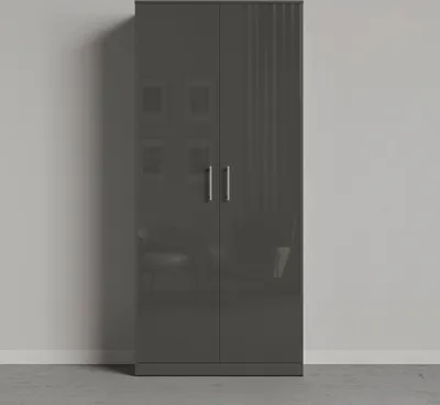 Produktbild von SMARTBett Schrank Kleiderschrank Aktenschrank 100 cm Anthrazit/Anthrazit Glanz