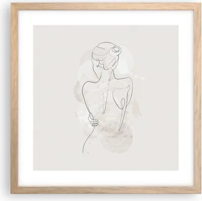 Produktbild von Gerahmtes Poster - Rahmen in heller Eiche - Frau Rücken Rücken - 40x40 cm - Wand Bild - Wanddeko - Wandbilder - Kunstposter - Wandposter - Bilderrahmen - Bilder - Kunstdruck - P2NAC40x40-5090