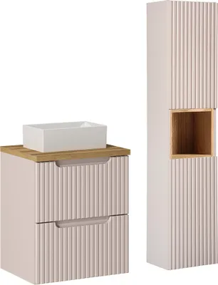 Produktbild von Waschtisch und Hängesäule 50.4cm Riva mit 2 Schubladen, Kaschmir