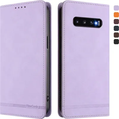 Image de Étui pour Samsung Galaxy S10, étui rétro en cuirPolyuréthaneavec support et fentes pour cartes Violet