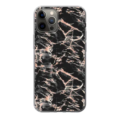 Produktbild von MuchoWow® Handyhülle Schutzhülle Hülle für iPhone 13 Pro Roségold - Marmor - Muster - Schwarz Silikon Softcase Handy Hülle - Handy-Tasche