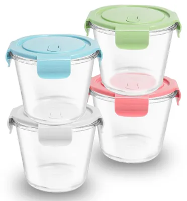 Image de Solidchoice - Boîtes de conservation en verre pour la préparation des repas, avec couvercles, lot de 4