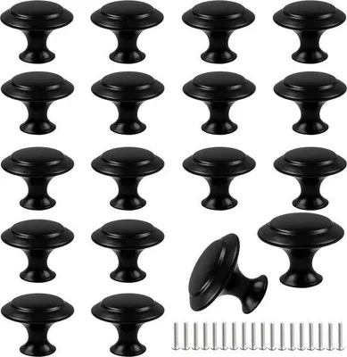 Produktbild von Griffleisten – 18 Stück – Schubladengriffe – Möbelgriffe – Küchengriffe – Antike Knöpfe – 30 MM – Schubladengriffe – Drehgriffe – Türgriffe – inklusive Schrauben – Chrom – Schwarz – Modern & Vintage