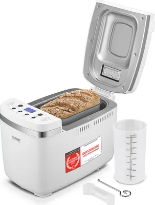Produktbild von TZS First Austria Brotbackautomat, 900g und1350g, mit 14 Programmen, 850 Watt, Timer, Brotbackmaschine, 2 Brotgrößen, Weiß