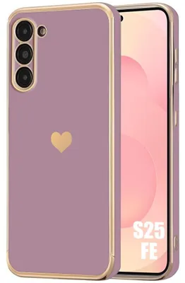Image de Coque pour Samsung Galaxy S25 FE, Silicone Motif Coeur Antichoc Souple Anti-Rayures Ultra Slim Violet