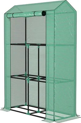Zdjęcie produktu dla Szklarnia z półkami, drzwiami rolowanymi, szklarnią foliową zimoodporną ze stali, szklarnią na balkon, do ogrodu, domek na pomidory z ochroną UV 100x40x150cm szklarnia na pomidory na warzywa kwiaty rośliny zielone