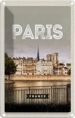 Produktbild von vianmo Blechschild 18x12 cm Paris Frankreich Architektur Häuser