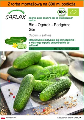 Zdjęcie produktu dla SAFLAX - Garden in the bag - Bio - Ogórek - Podgórze Gór - 15 Nasiona - Z podłożem uprawowym w praktycznej, samorozkładającej się torbie - Cucumis sativus